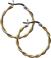 Argento Vivo Sterling Silver Two-Tone Twist Hoop Earrings