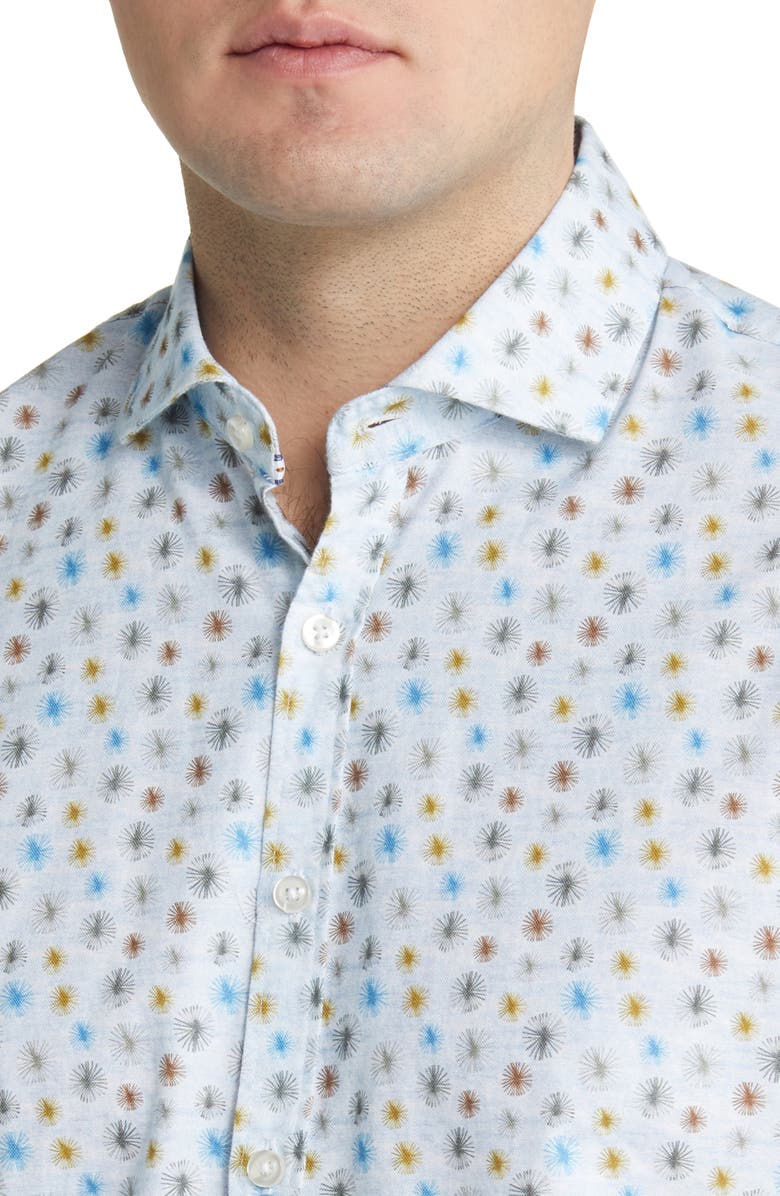 Brax Harold Dandelion Print Button-Up Shirt, Alternate, color, 