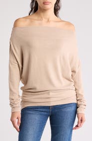 Renee C Brushed Knit Boat Neck Top