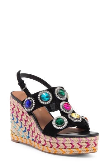 Kurt Geiger London Octavia Espadrille Platform Wedge Sandal In Charcoal