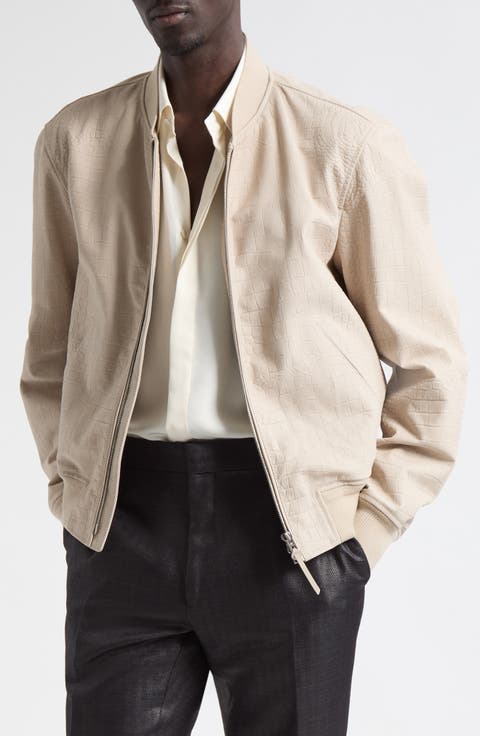 Croc Embossed Nubuck Bomber Jacket