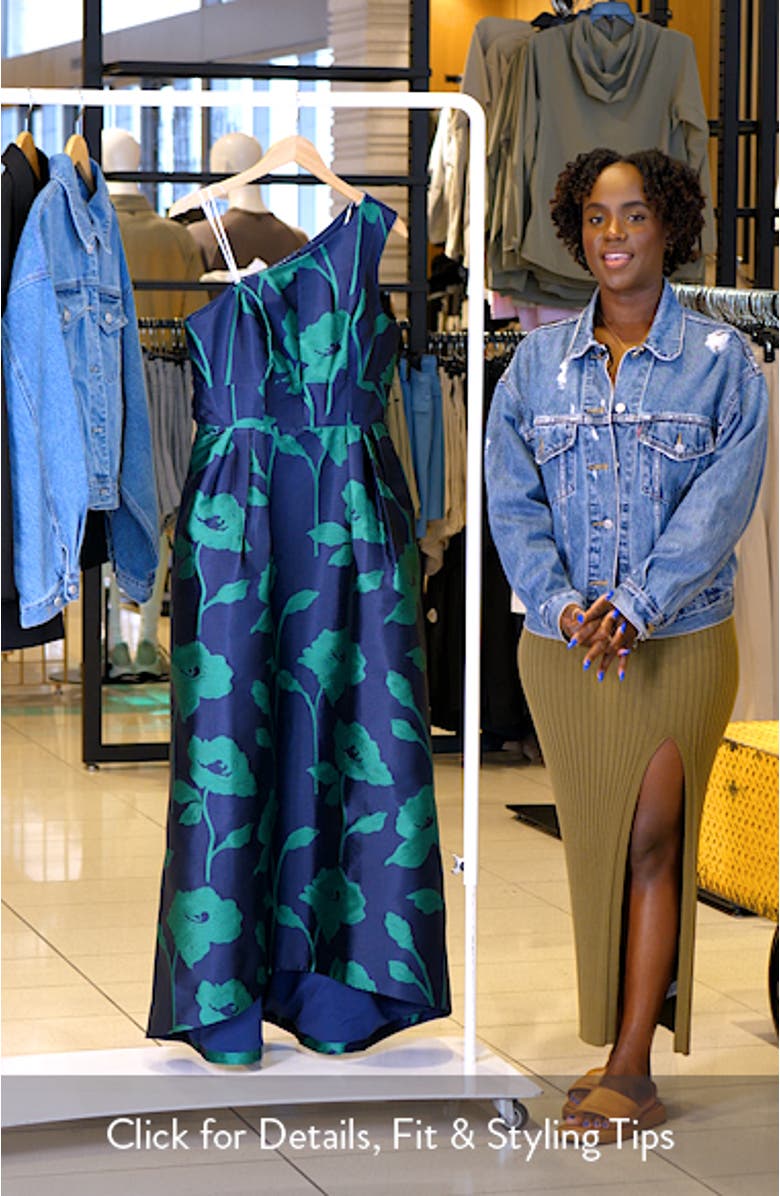 Tiara Floral Print One-Shoulder Gown, sales video thumbnail