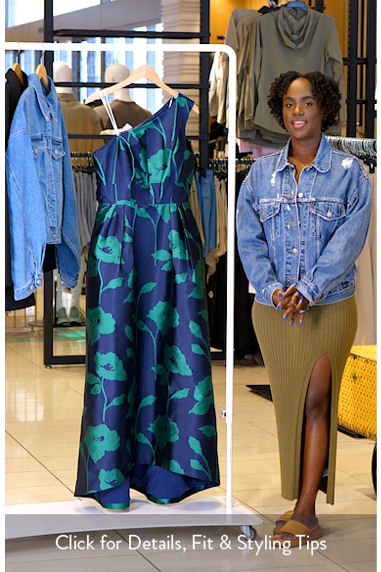 Tiara Floral Print One-Shoulder Gown video