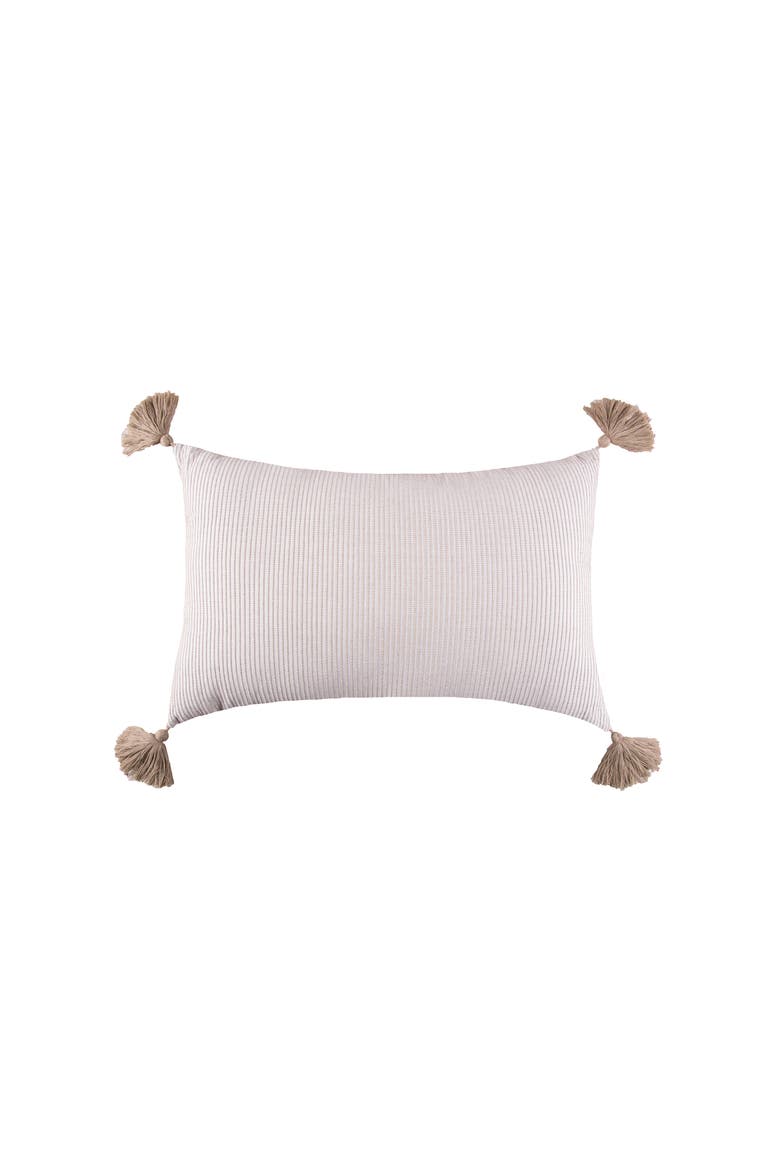 Bree Vertical Stripe Tasseled Cotton Accent Pillow, Main, color, Brown