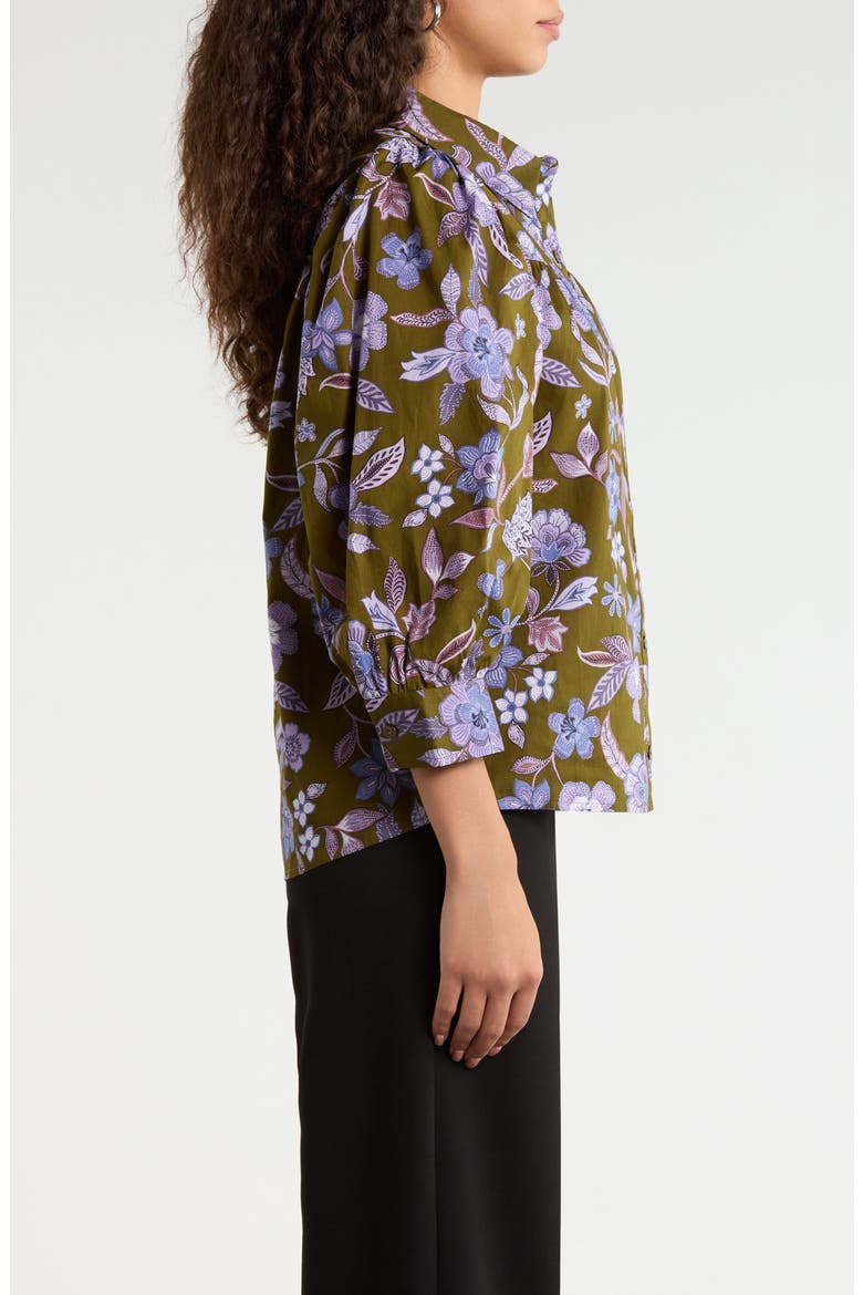 Fae Front Button Shirt, Alternate, color, OLIVE-LAVENDER