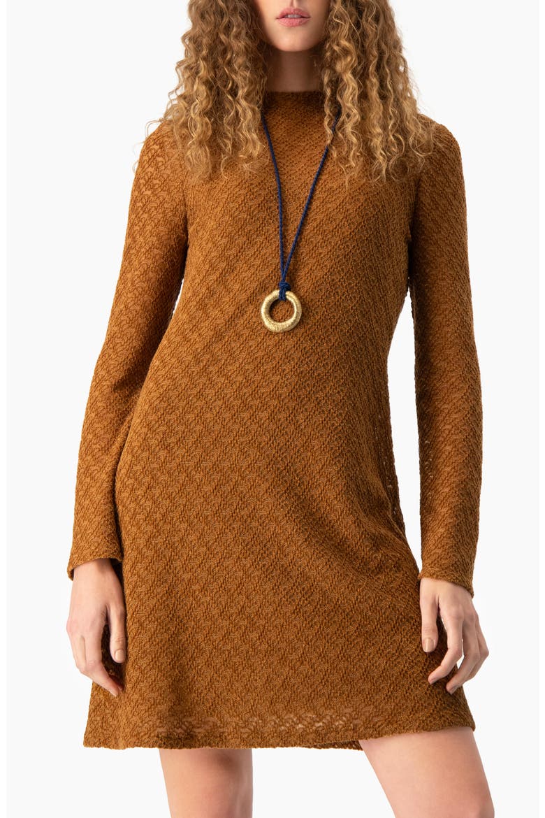 Charm-Detail Knit Sheath Dress, Main, color, Light Brown