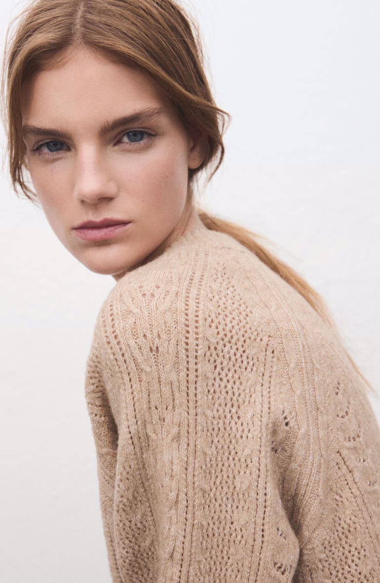 MANGO Pointelle Crewneck Sweater, Alternate, color,