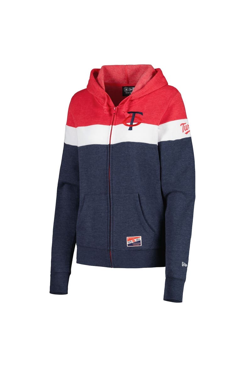 Women's New Era Heather Navy Minnesota Twins Colorblock Full-Zip Hoodie Jacket, Alternate, color, Heather Navy