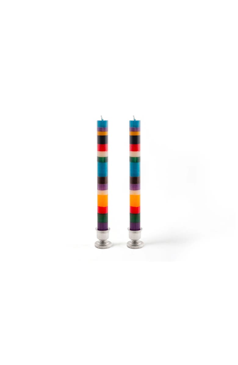 Thumbprint Artifacts Memphis Stripe Painted Cube Candle, Alternate, color, Memphis - 2X2x3"