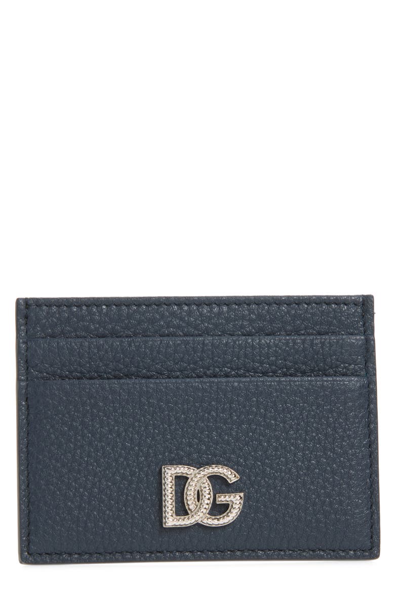 DG Logo Leather Card Case, Main, color, 80679 BLU 3