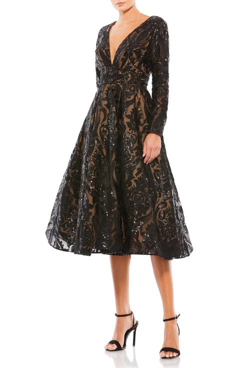 Sequin Embellished A-Line Cocktail Dress