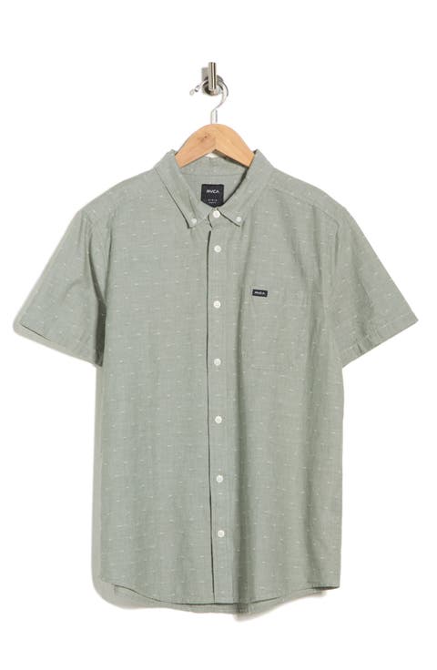 That'll Do Slim Fit Solid Short Sleeve Cotton Button-Down Shirt