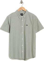 RVCA That'll Do Slim Fit Solid Short Sleeve Cotton Button-Down Shirt