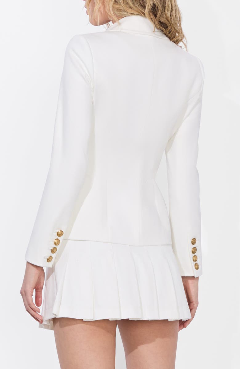 Alice + Olivia Iana Sculpted Denim Blazer, Alternate, color, Off White