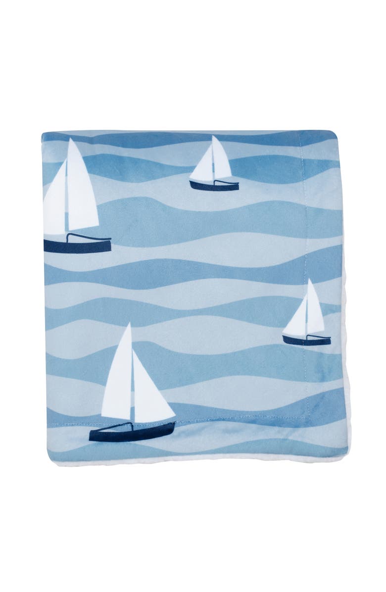 Lambs & Ivy Little Skipper Soft Luxury Nautical Sailboat Fleece Baby Blanket, Alternate, color, Blue