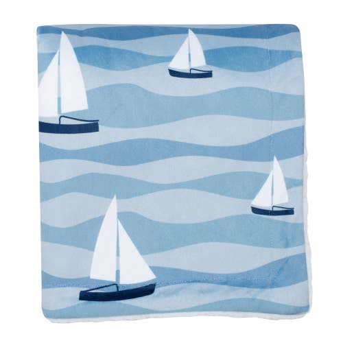 Lambs & Ivy Little Skipper Soft Luxury Nautical Sailboat Fleece Baby Blanket In Blue