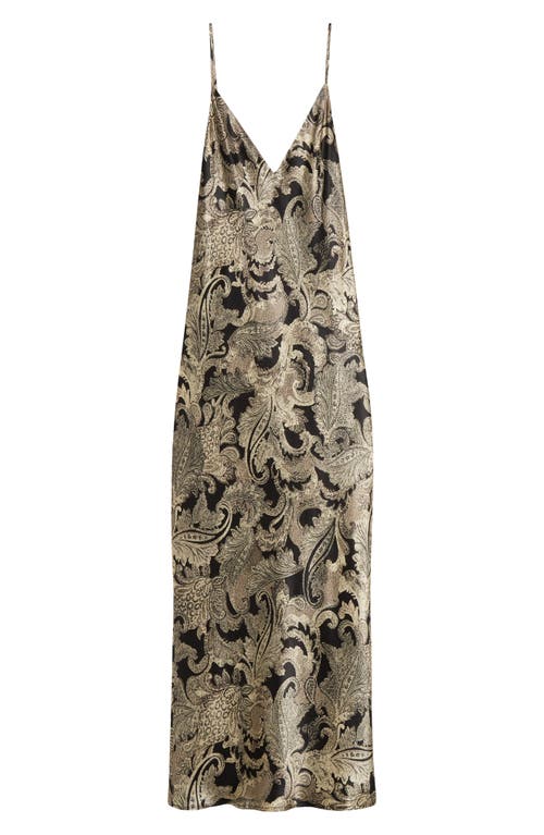 L Agence Seridie Silk Slip Dress In Gold Multi Textured Paisley