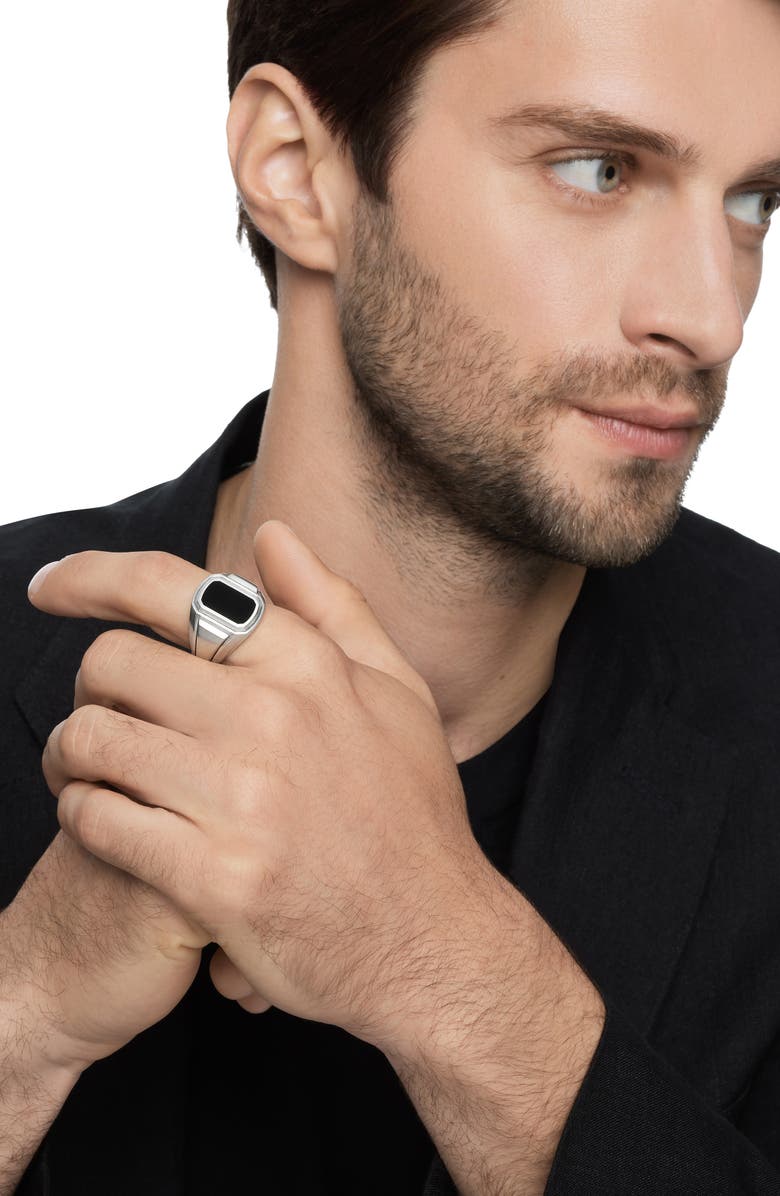 David Yurman Deco Signet Ring with Black Onyx, Alternate, color,
