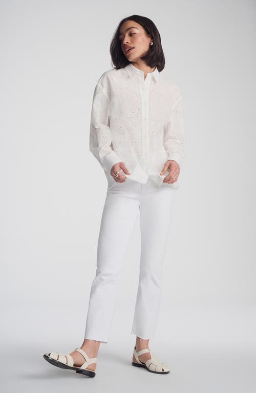 Mavi Jeans Scallop Eyelet Cotton Button-up Shirt In White