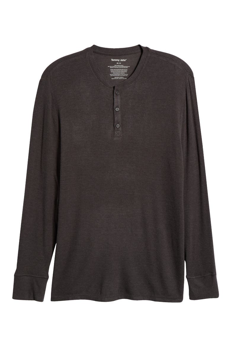 Long Sleeve Henley Lounge Shirt, Alternate, color, CHARCOAL HEATHER