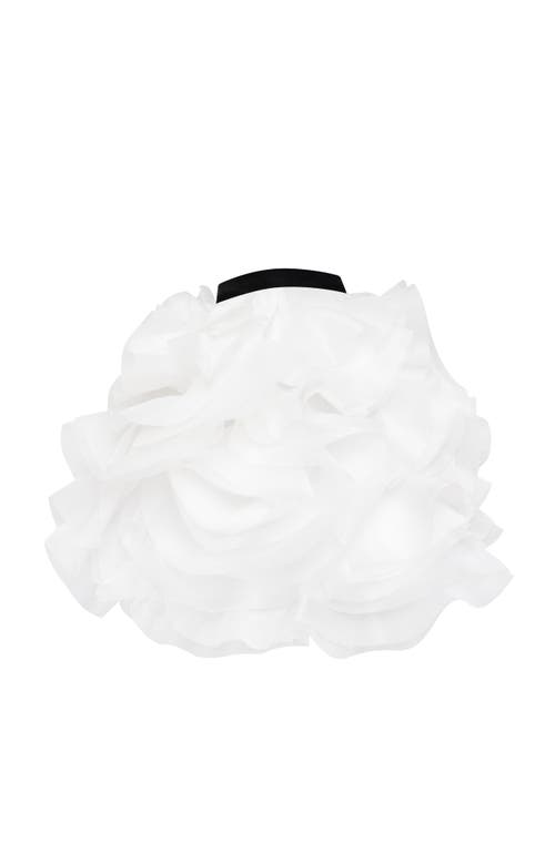 Milla Danceable Mini Skirt With Ruched Flower Appliques In White