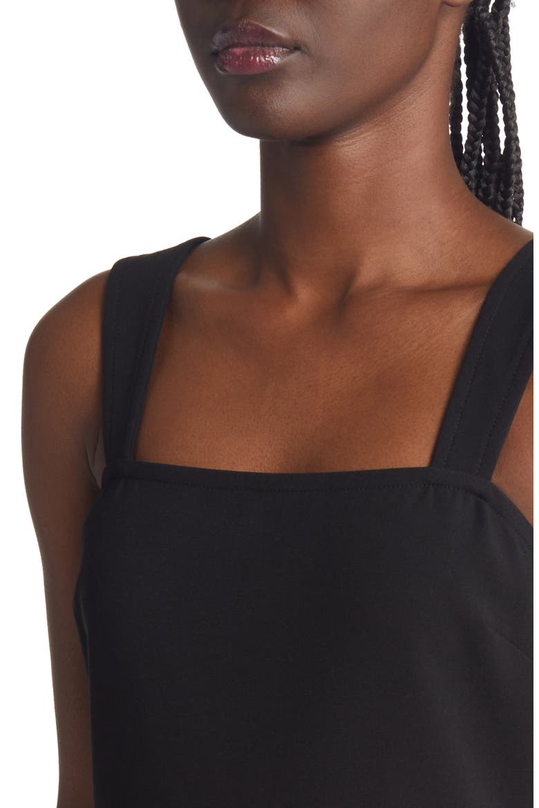 Square Neck Side Slit Dress, Alternate, color, BLACK
