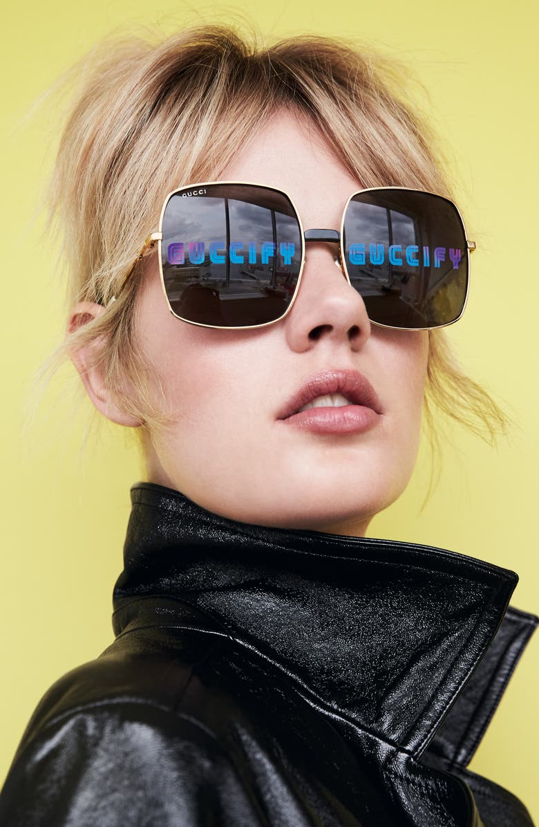 Gucci 60mm Square Sunglasses, Alternate, color,