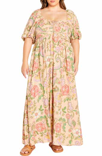 City Chic Ellea Puff Sleeve Maxi Dress