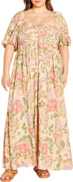 City Chic Ellea Puff Sleeve Maxi Dress