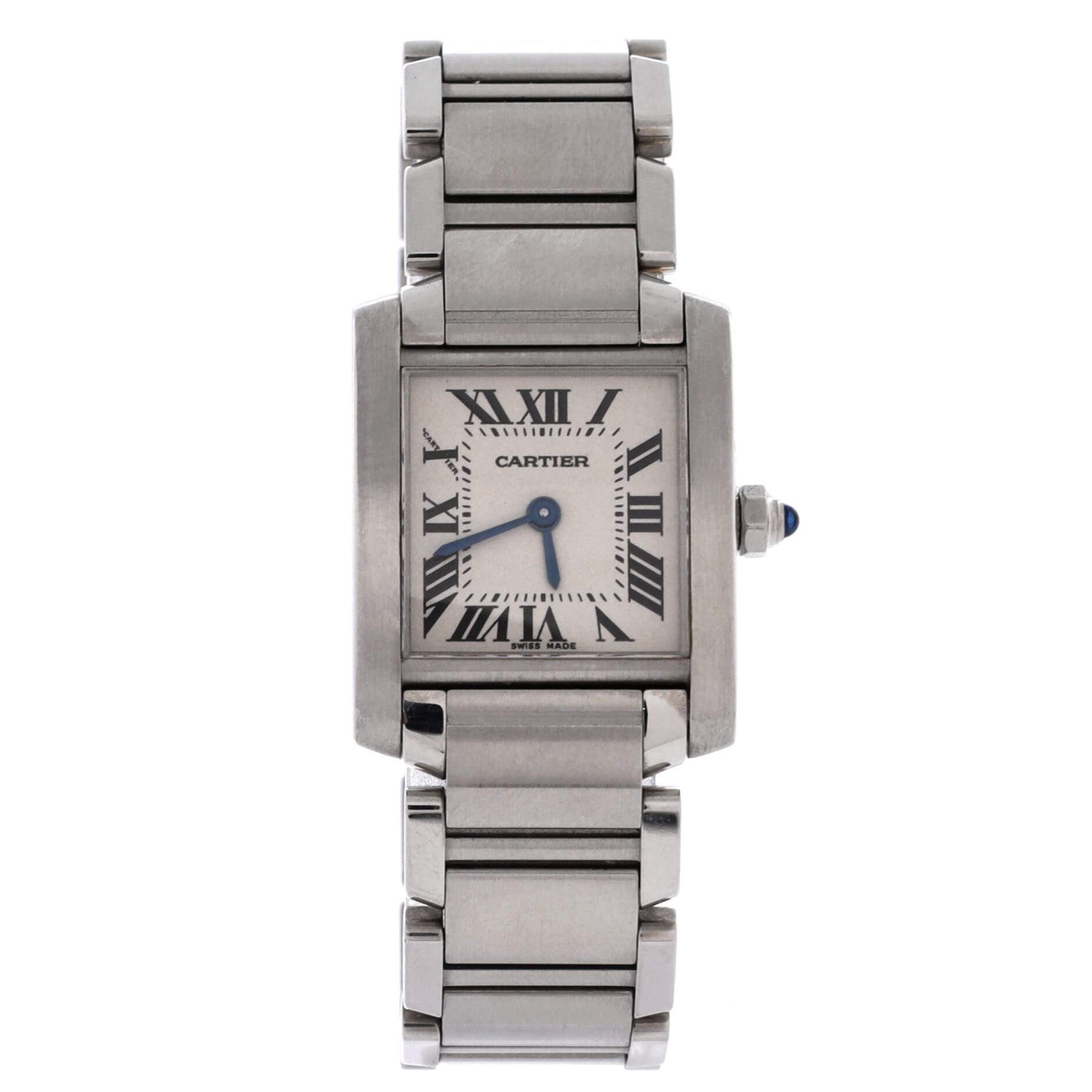 Tank Francaise Quartz Watch Stainless Steel 20, Main, color, Metallic Silver