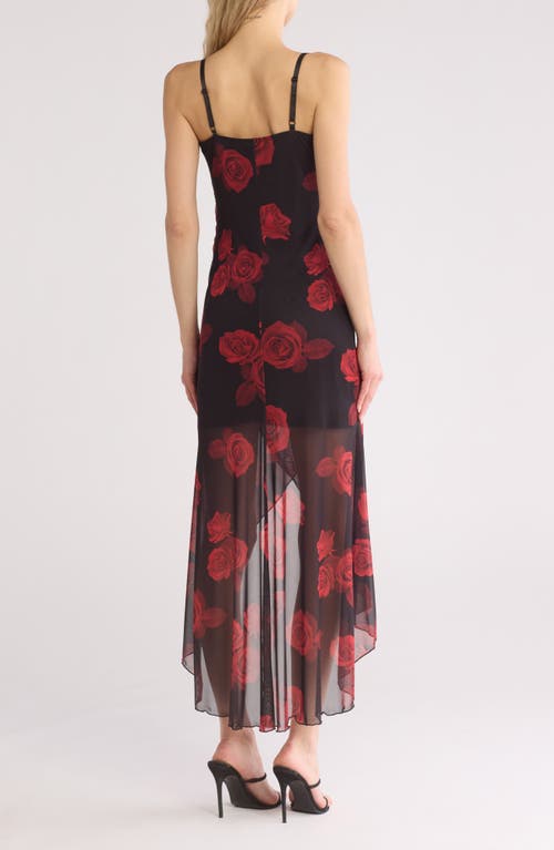 Bebe Spaghetti Strap Mesh High/low Dress In Multi