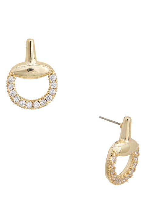 Cubic Zirconia Doorknocker Stud Earrings