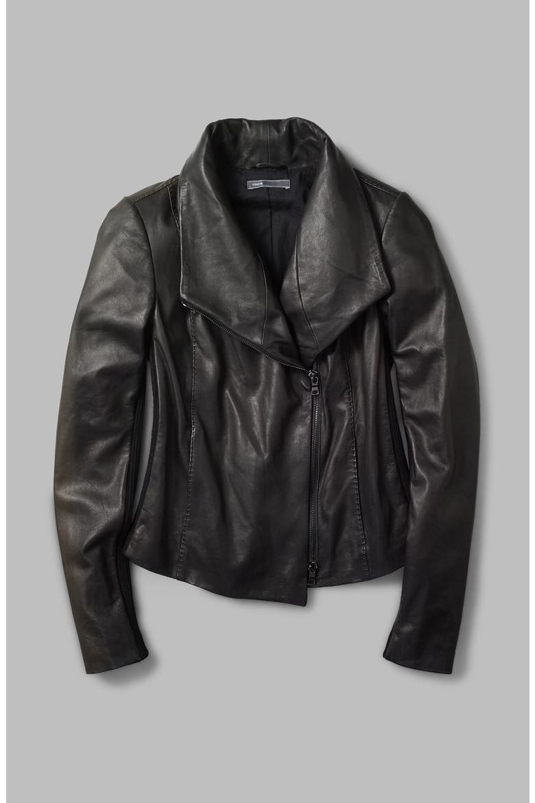 Leather Scuba Jacket, Alternate, color, BLACK