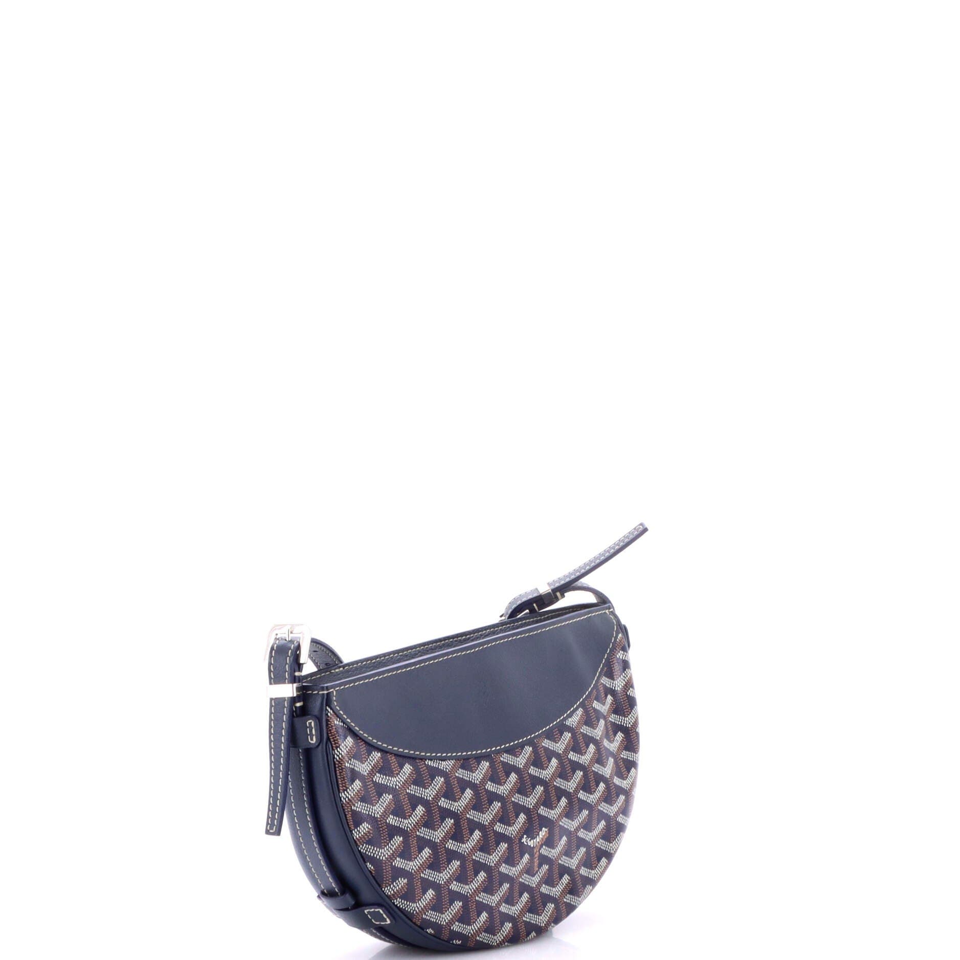 Hirondelle Shoulder Bag Coated Canvas and Leather, Alternate, color, Blue