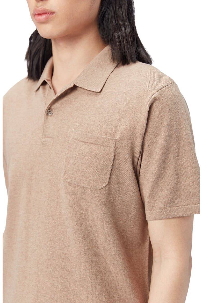 Men's Cotton Silk Cashmere Blend Polo Shirt, Alternate, color, timber wolf