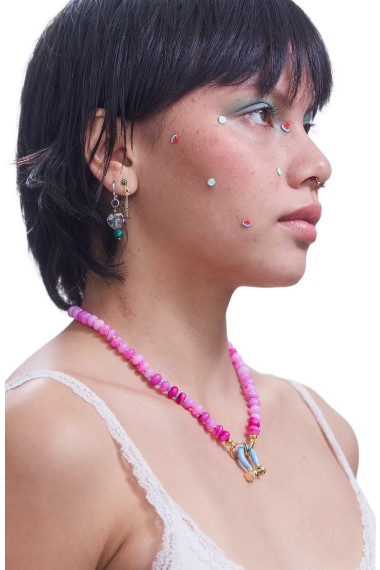 Maui Pink Opal Gold Plated Necklace, Alternate, color, Pink