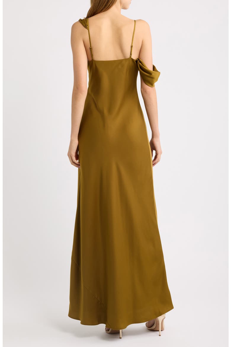 Ondine Asymmetric Drape Gown, Alternate, color, GOLD