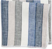 CLIFTON WILSON Stripe Linen Pocket Square