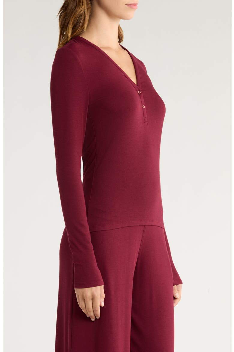 Stretch Modal V-Neck Henley, Alternate, color, CALLIOPE WINE
