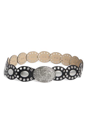 Vince Camuto Oval Disc Hip Slung Belt In Black