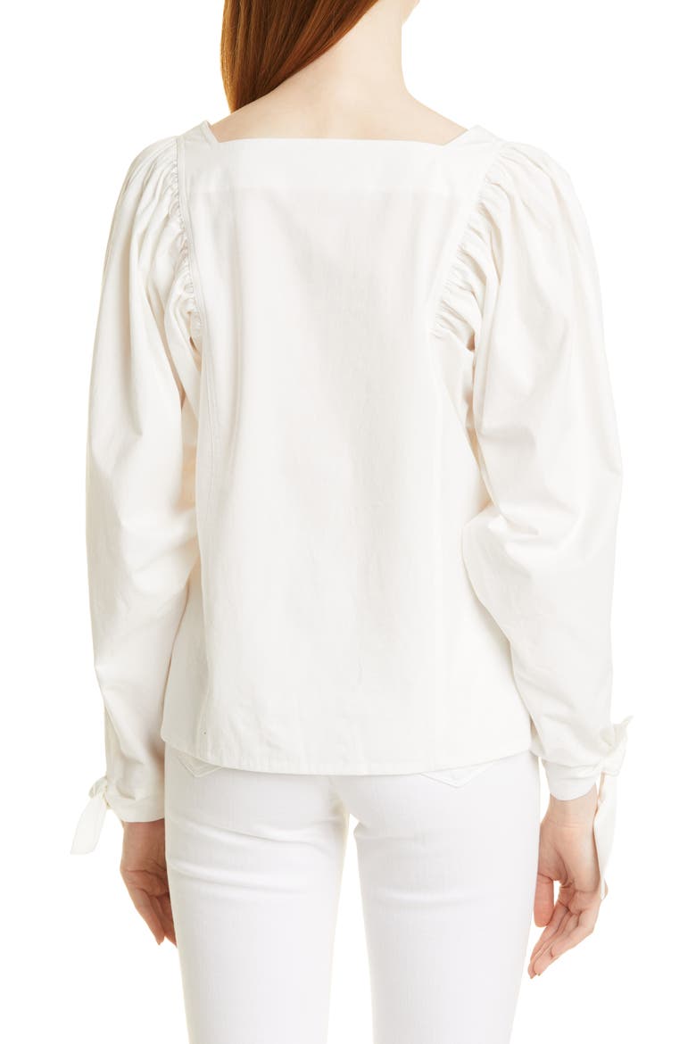 Alma Square Neck Cotton Blouse, Alternate, color, WHITE