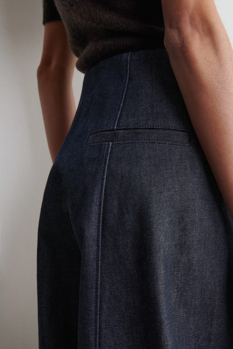 Raw Denim Cropped Barrel-Leg Pants, Alternate, color, INDIGO