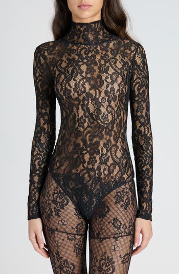 インナー・ルームウェアその他 Valentino Garavani Rebrode Lace Bodysuit Valentino Garavani Rebrodé Lace Bodysuit | Black | FARFETCH GE