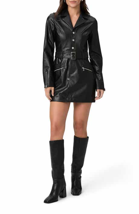 PAIGE Strada Moto Belted Long Sleeve Button Front Dress