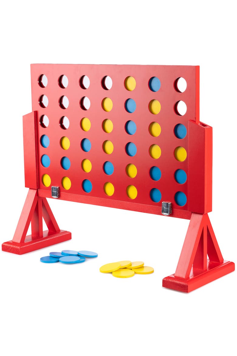 Giant 4 In A Row Wood Game, Main, color, Multicolored