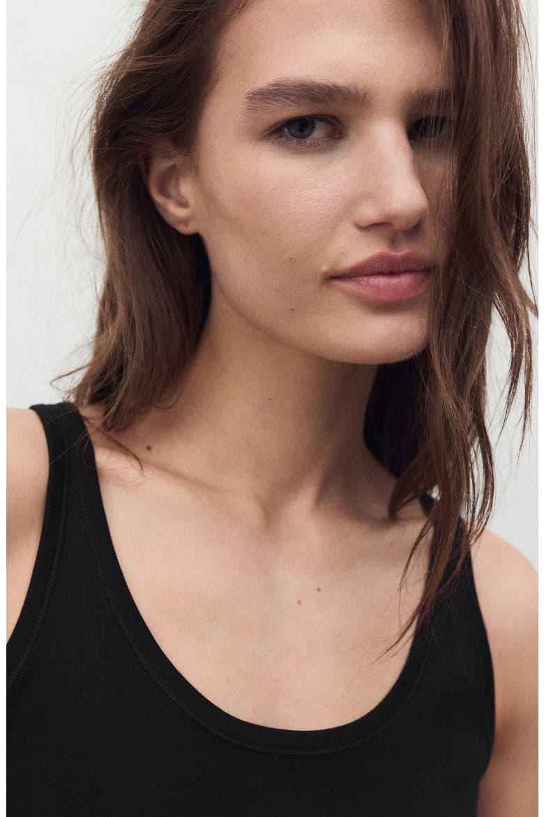 Scoop Neck Cotton Tank, Alternate, color, BLACK