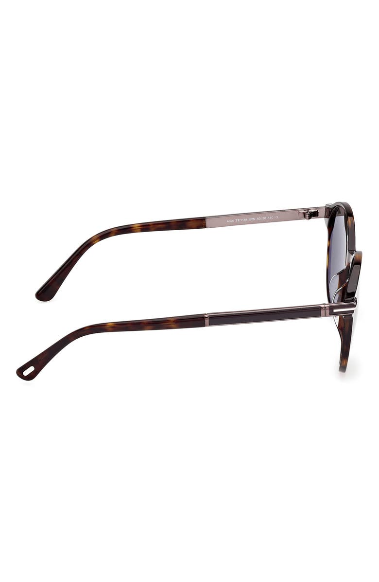 TOM FORD 52mm Round Sunglasses, Alternate, color, Dark Havana / Green