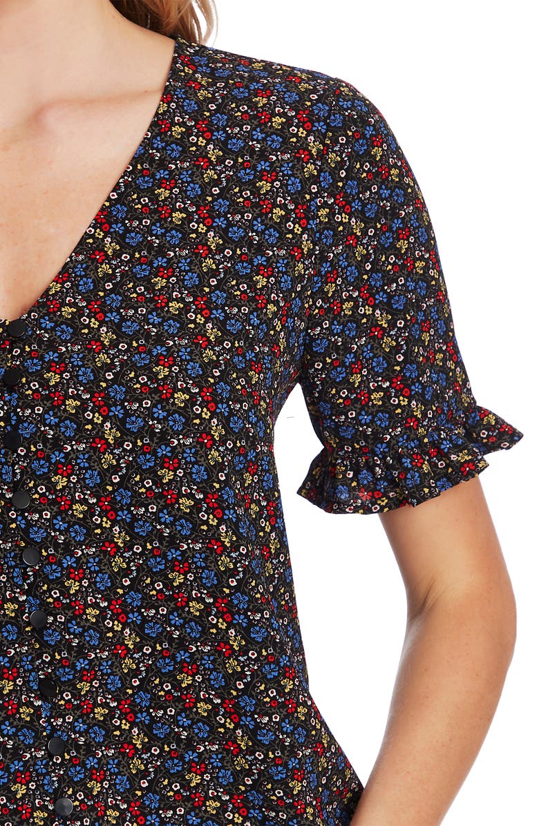 CeCe Ruffle Moroccan Ditsy Blouse, Alternate, color, 