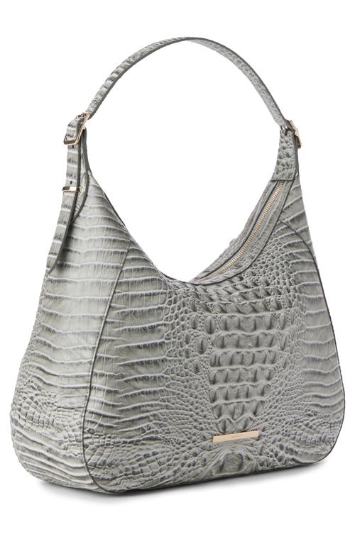 Brahmin Edie Croc Embossed Leather Shoulder Bag In Gray