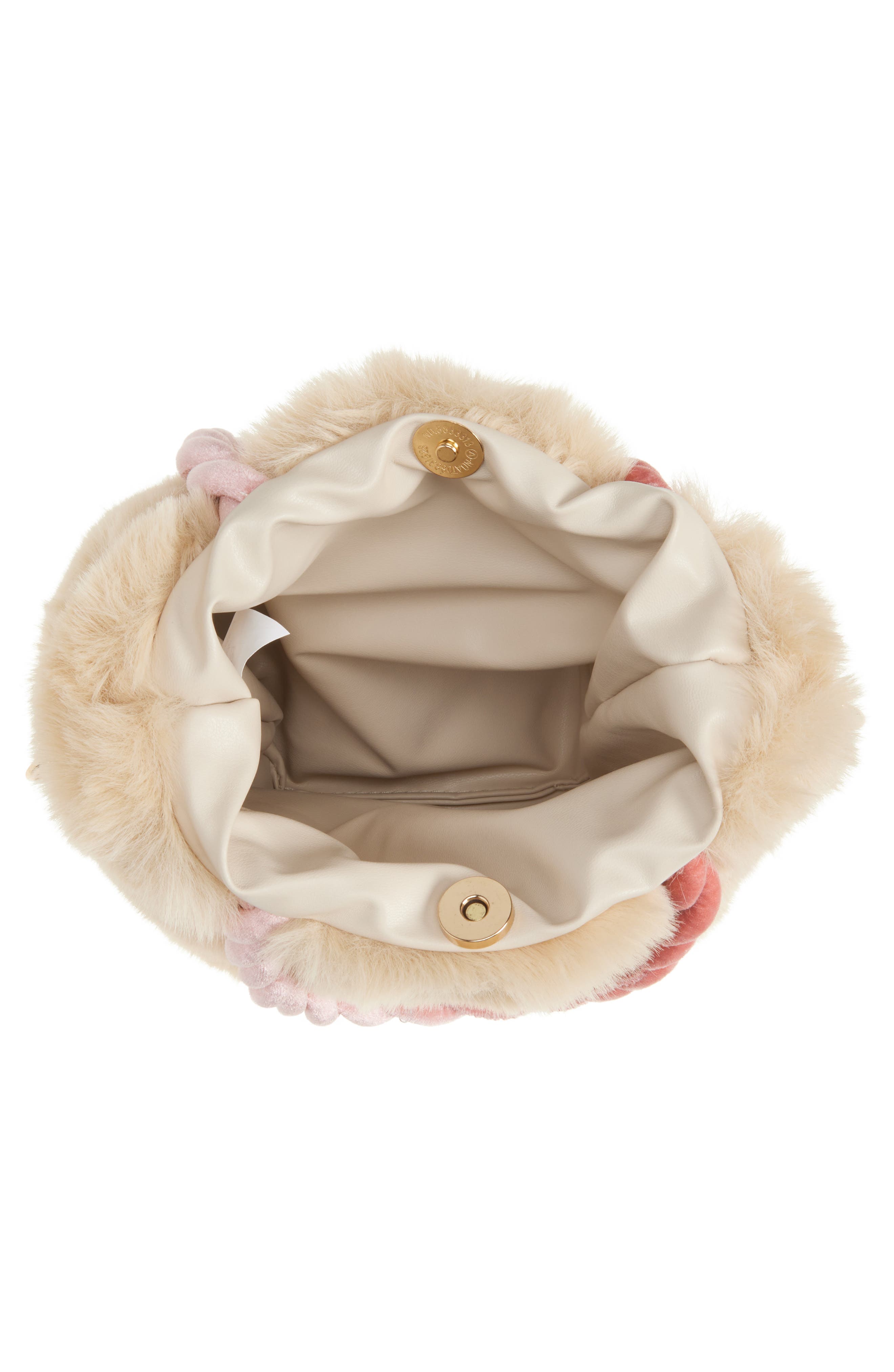 Ruby & Ry Kids' Blush Pom Faux Fur Top Handle Bag, Alternate, color, 